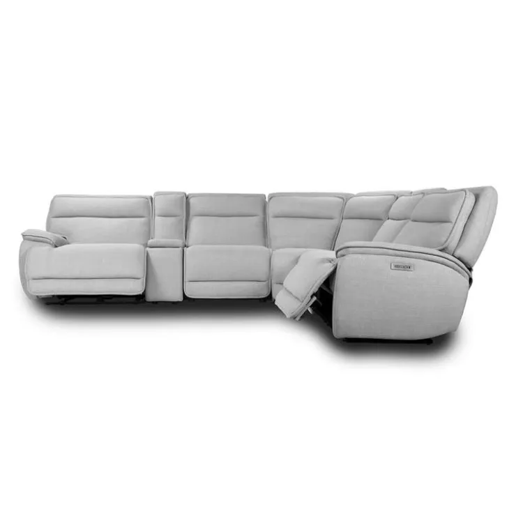 Power Reclining Modular Sectional, Adjustable Headrests, Console with an Audio System and Fold-Down Backrest Seat - 6 pcs Pale Grey Sale