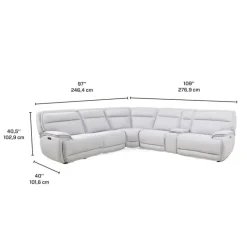 Power Reclining Modular Sectional, Adjustable Headrests, Console with an Audio System and Fold-Down Backrest Seat - 6 pcs Pale Grey Sale