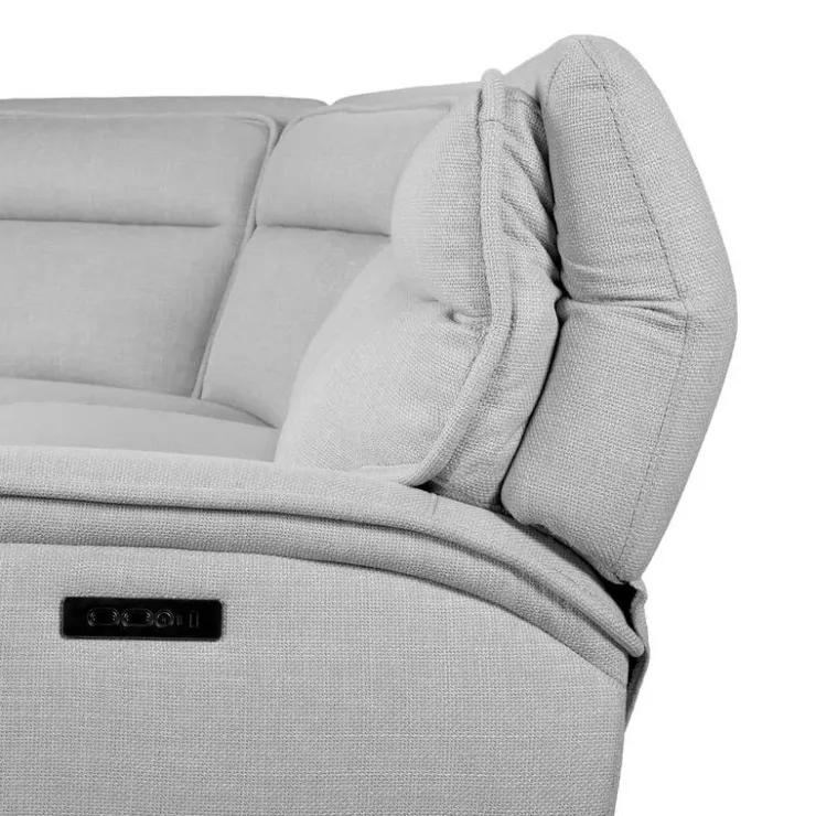 Power Reclining Modular Sectional, Adjustable Headrests, Console with an Audio System and Fold-Down Backrest Seat - 7 pcs Pale Grey Clearance
