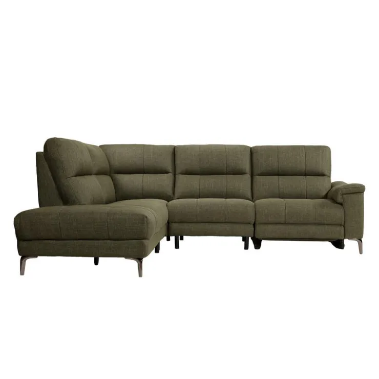 Power Reclining Sectional with Adjustable Headrest Green Clearance