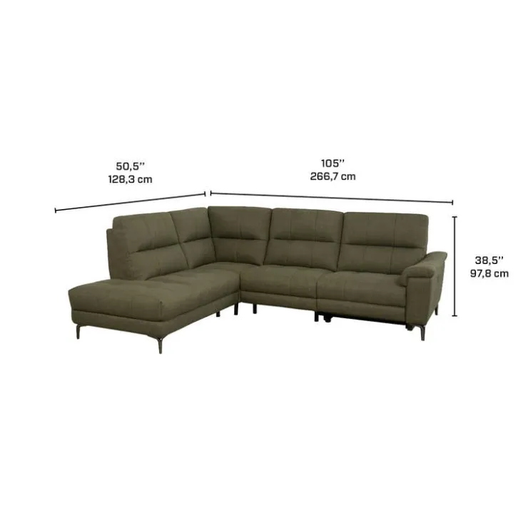 Power Reclining Sectional with Adjustable Headrest Green Clearance
