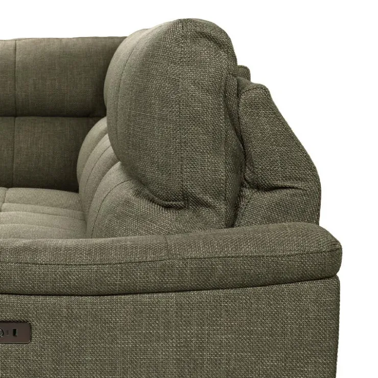 Power Reclining Sectional with Adjustable Headrest Green Clearance