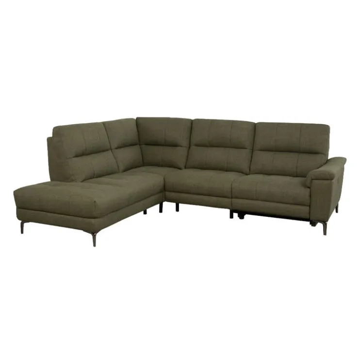 Power Reclining Sectional with Adjustable Headrest Green Clearance