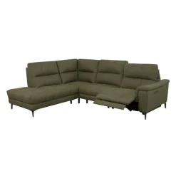 Power Reclining Sectional with Adjustable Headrest Green Clearance