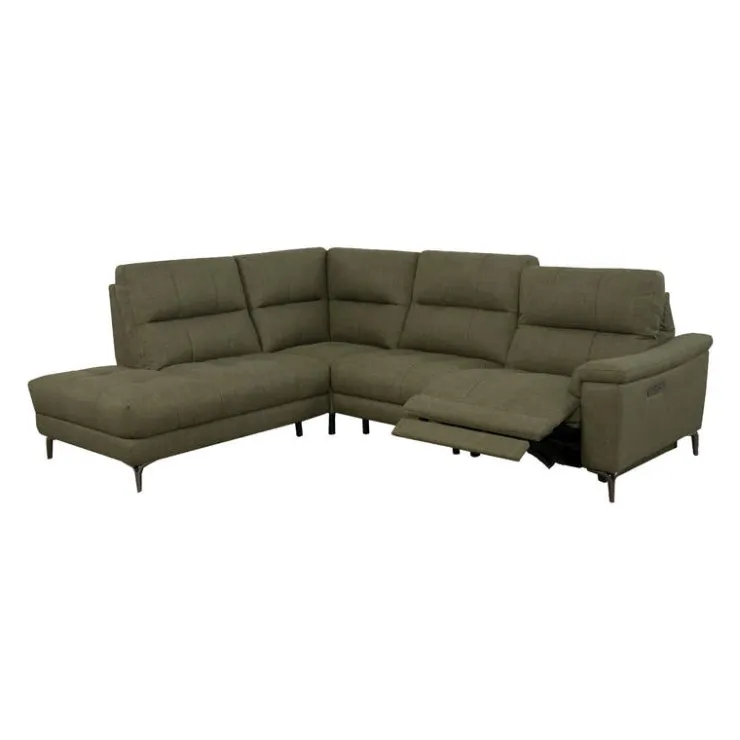 Power Reclining Sectional with Adjustable Headrest Green Clearance