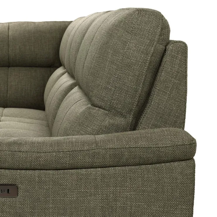 Power Reclining Sectional with Adjustable Headrest Green Clearance