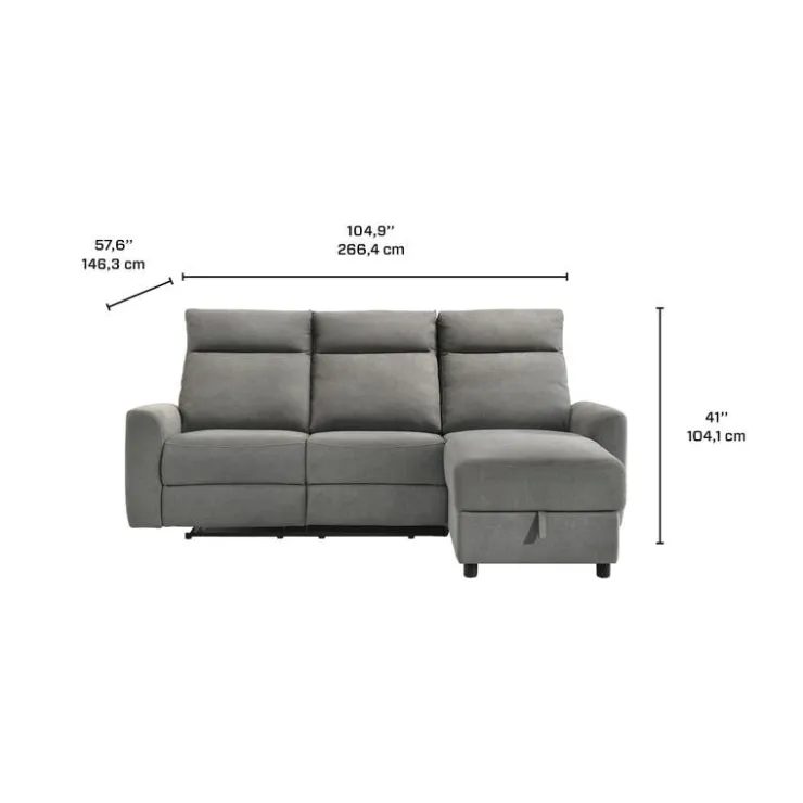 Power Reclining Sectional and Right-Side Chaise with Storage Grey Hot