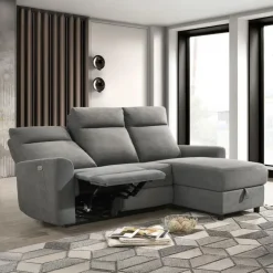 Power Reclining Sectional and Right-Side Chaise with Storage Grey Hot