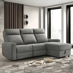 Power Reclining Sectional and Right-Side Chaise with Storage Grey Hot