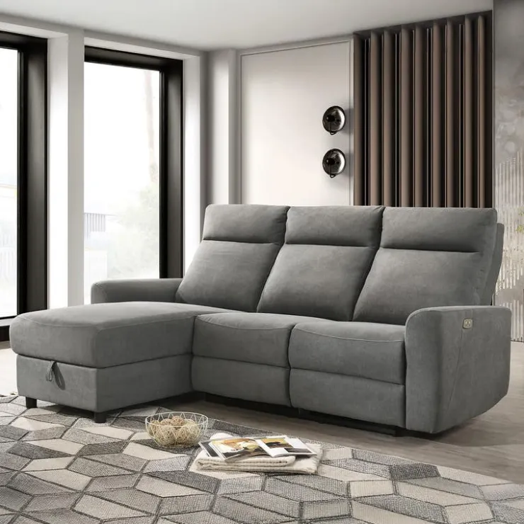Power Reclining Sectional and Left-Side Chaise with Storage Grey Sale