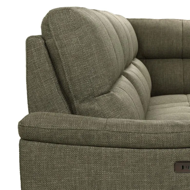 Power Reclining Sectional with Adjustable Headrest Green Outlet