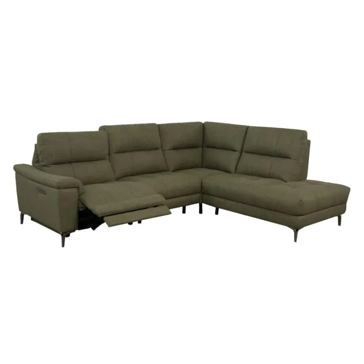 Power Reclining Sectional with Adjustable Headrest Green Outlet