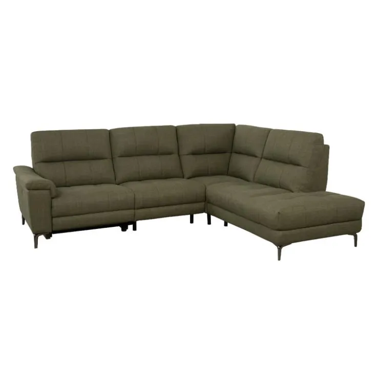 Power Reclining Sectional with Adjustable Headrest Green Outlet