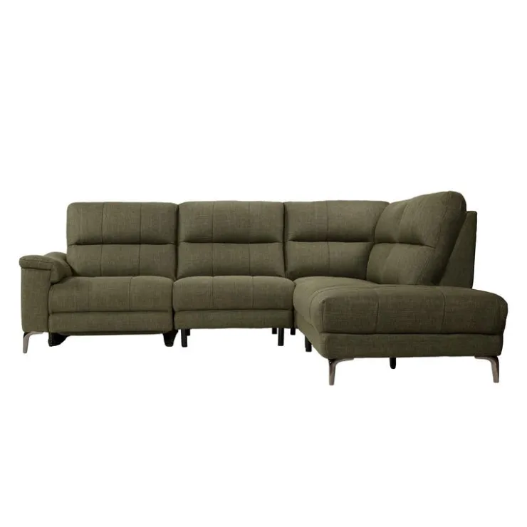Power Reclining Sectional with Adjustable Headrest Green Outlet