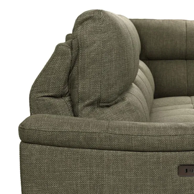 Power Reclining Sectional with Adjustable Headrest Green Outlet