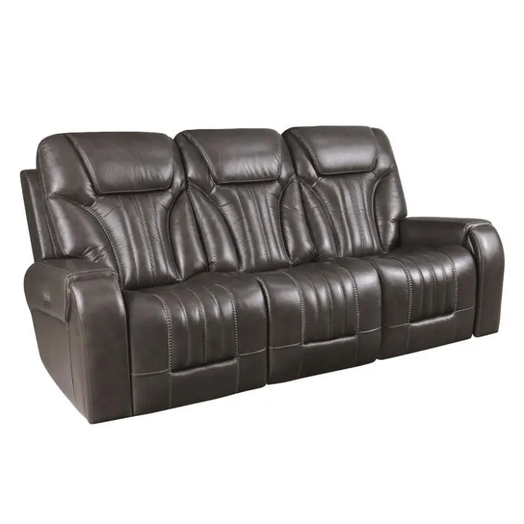 Power Reclining Sofa with Adjustable Headrests Grey Clearance
