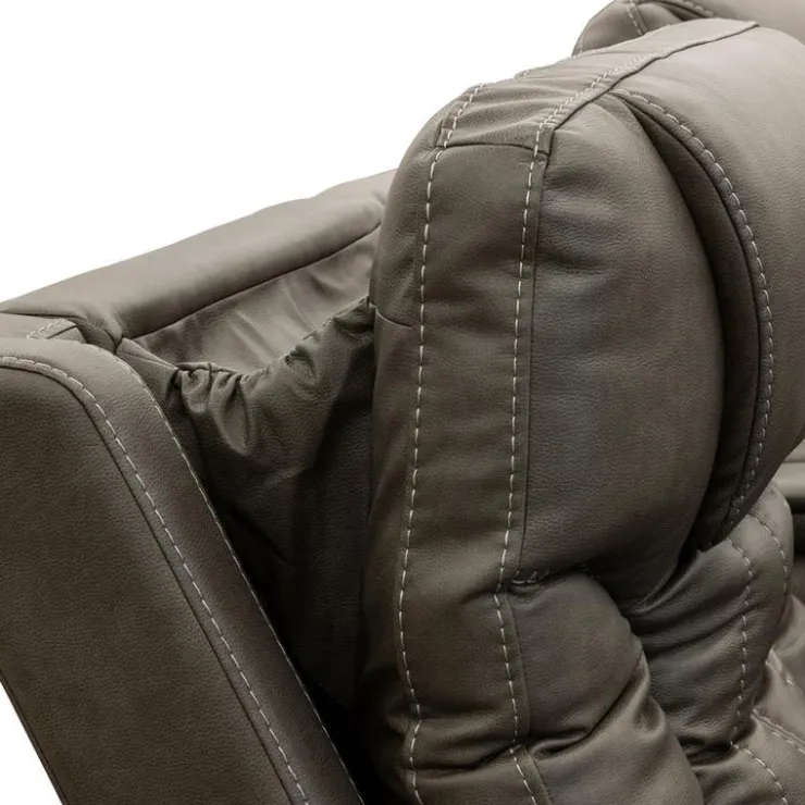 Power Reclining Sofa with Adjustable Headrests Grey Clearance