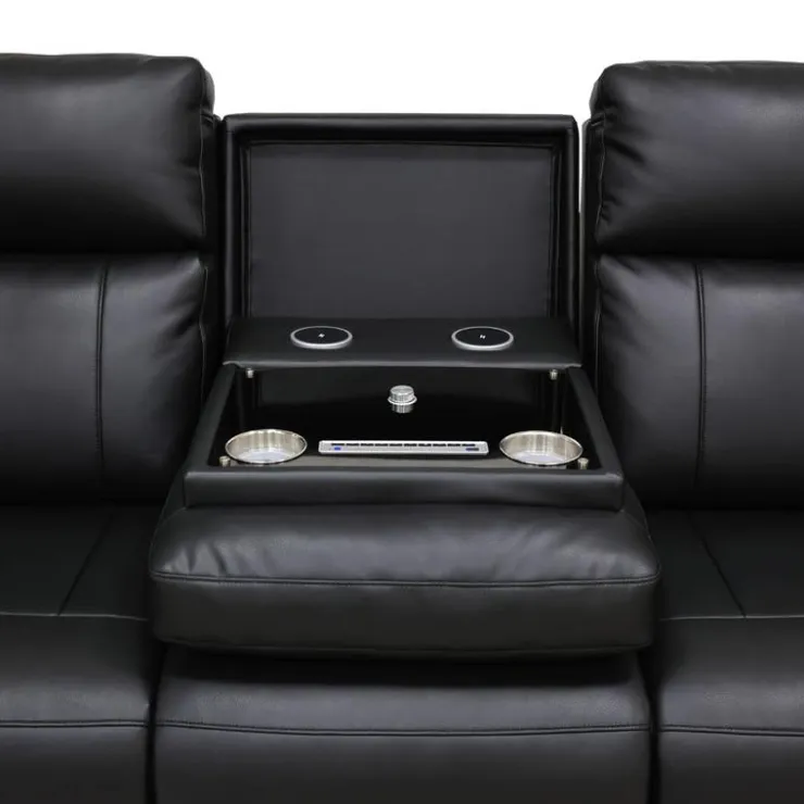 Power Reclining Sofa with Massage, Heat, and Fold-Down Backrest with Built-In Sound System Black Clearance
