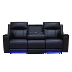 Power Reclining Sofa with Massage, Heat, and Fold-Down Backrest with Built-In Sound System Black Clearance