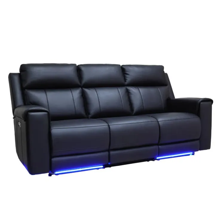 Power Reclining Sofa with Massage, Heat, and Fold-Down Backrest with Built-In Sound System Black Clearance