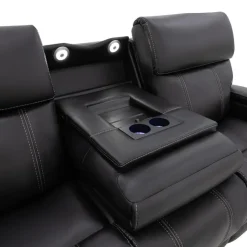 Power Reclining Sofa with Adjustable Headrests, Fold-Down Seat and Immersive Sound System Black Online