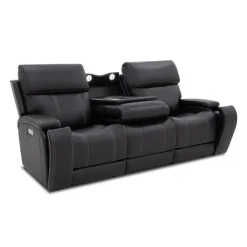 Power Reclining Sofa with Adjustable Headrests, Fold-Down Seat and Immersive Sound System Black Online