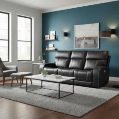 Power Reclining Sofa with Adjustable Headrests, Fold-Down Seat and Immersive Sound System Black Online