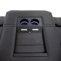 Power Reclining Sofa with Adjustable Headrests, Fold-Down Seat and Immersive Sound System Black Online