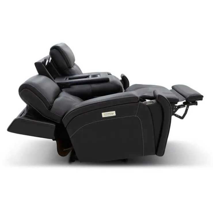 Power Reclining Sofa with Adjustable Headrests, Fold-Down Seat and Immersive Sound System Black Online