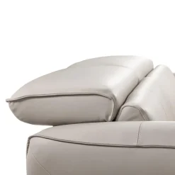 HTL Power Reclining Sofa with Adjustable Headrests - Genuine Leather Oatmeal Beige Discount