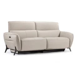 HTL Power Reclining Sofa with Adjustable Headrests - Genuine Leather Oatmeal Beige Discount