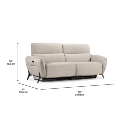 HTL Power Reclining Sofa with Adjustable Headrests - Genuine Leather Oatmeal Beige Discount