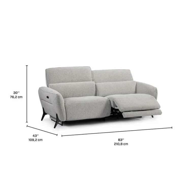 HTL Power Reclining Sofa with Adjustable Headrests - Fabric Beige Clearance