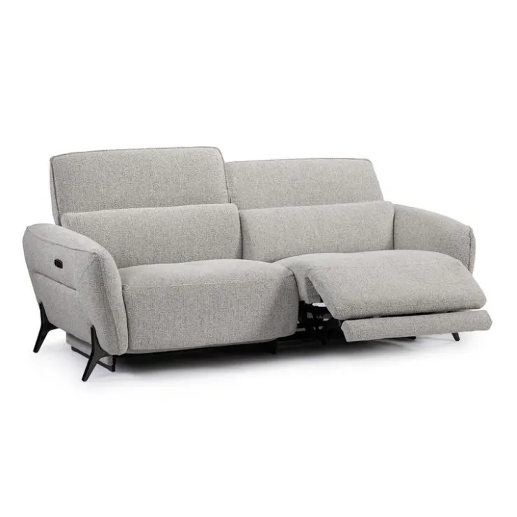 HTL Power Reclining Sofa with Adjustable Headrests - Fabric Beige Clearance