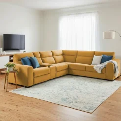 Power Reclining Sleeper Sectional with Console - 6 pcs Topaz