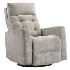 Power Rocker Swivel Recliner with Adjustable Headrest Light Grey