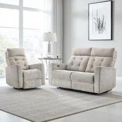 Power Rocker Swivel Recliner with Adjustable Headrest Light Grey