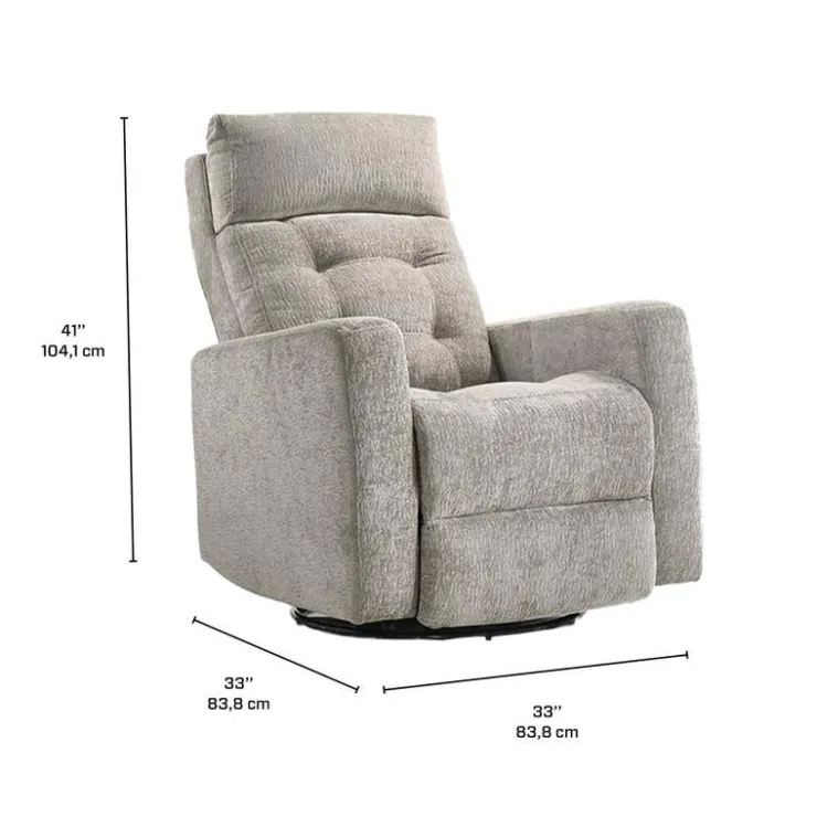 Power Rocker Swivel Recliner with Adjustable Headrest Light Grey