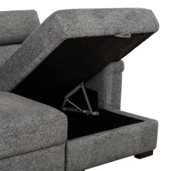 Power Sectional Bed with Sliding Seats and Storage Chaise Grey Clearance