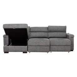Power Sectional Bed with Sliding Seats and Storage Chaise Grey Clearance