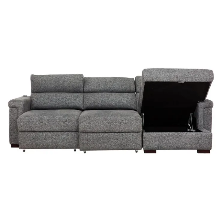 Power Sectional Bed with Sliding Seats and Storage Chaise Grey Sale