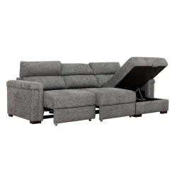 Power Sectional Bed with Sliding Seats and Storage Chaise Grey Sale