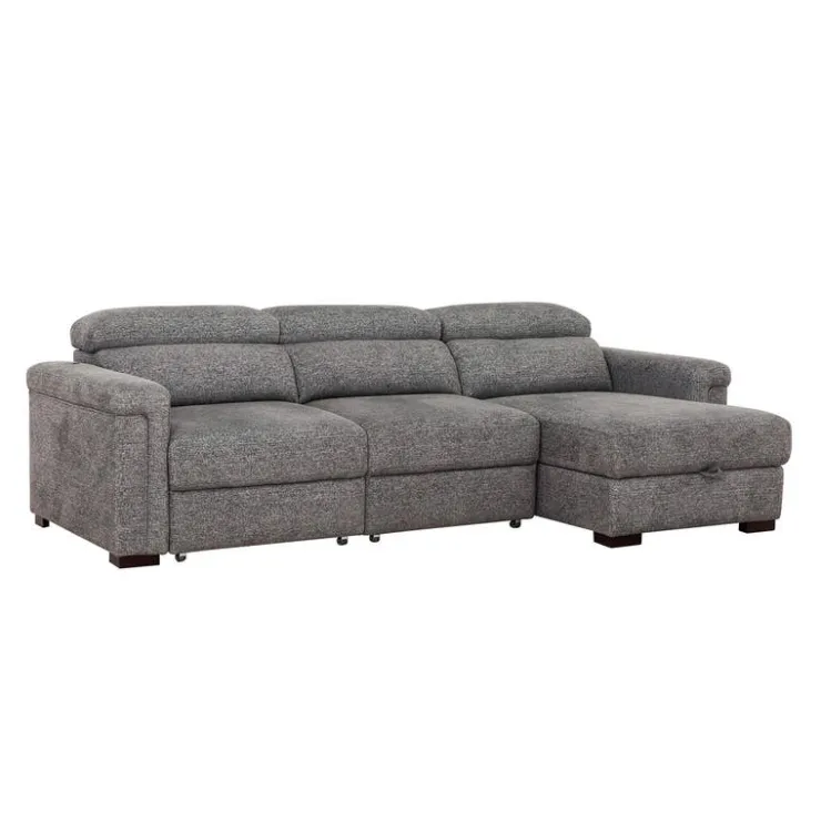Power Sectional Bed with Sliding Seats and Storage Chaise Grey Sale