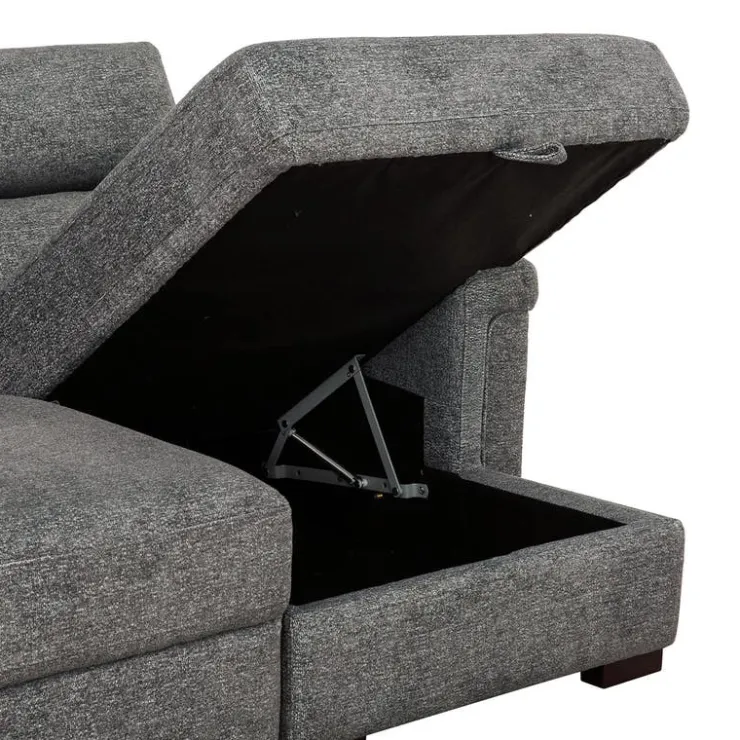 Power Sectional Bed with Sliding Seats and Storage Chaise Grey Sale