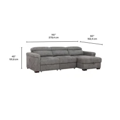 Power Sectional Bed with Sliding Seats and Storage Chaise Grey Sale