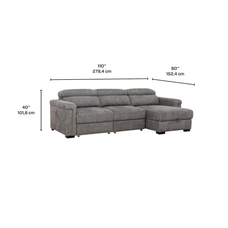 Power Sectional Bed with Sliding Seats and Storage Chaise Grey Sale