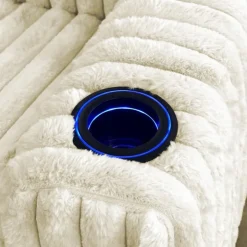 Power Swivel Corduroy Velvet Rocker Recliner with Cup Holders and LED Lighting - Beige Outlet