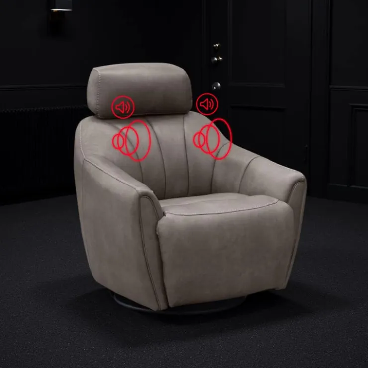 Power Swivel Recliner with Built-In Audio System - Grey Hot
