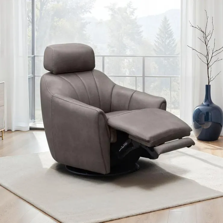 Power Swivel Recliner with Built-In Audio System - Grey Hot