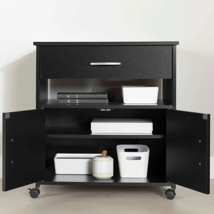 Meubles South Shore Printer Cart on Wheels - South Shore PURE BLACK Clearance
